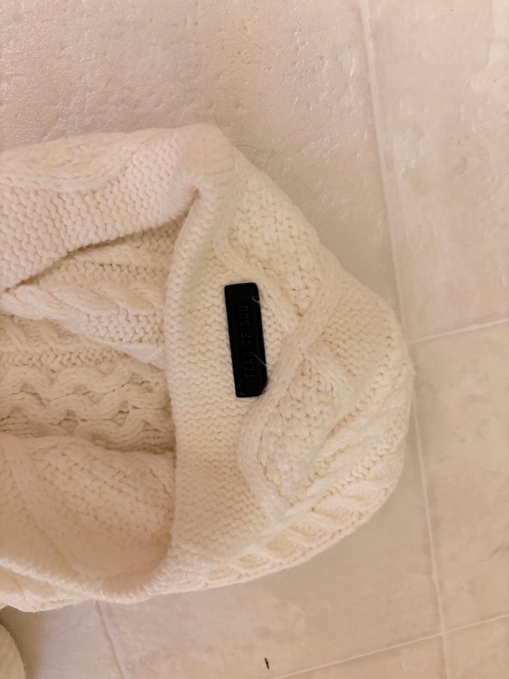 Authentic Essentials Cream Cable Knit Sweater Hoodie